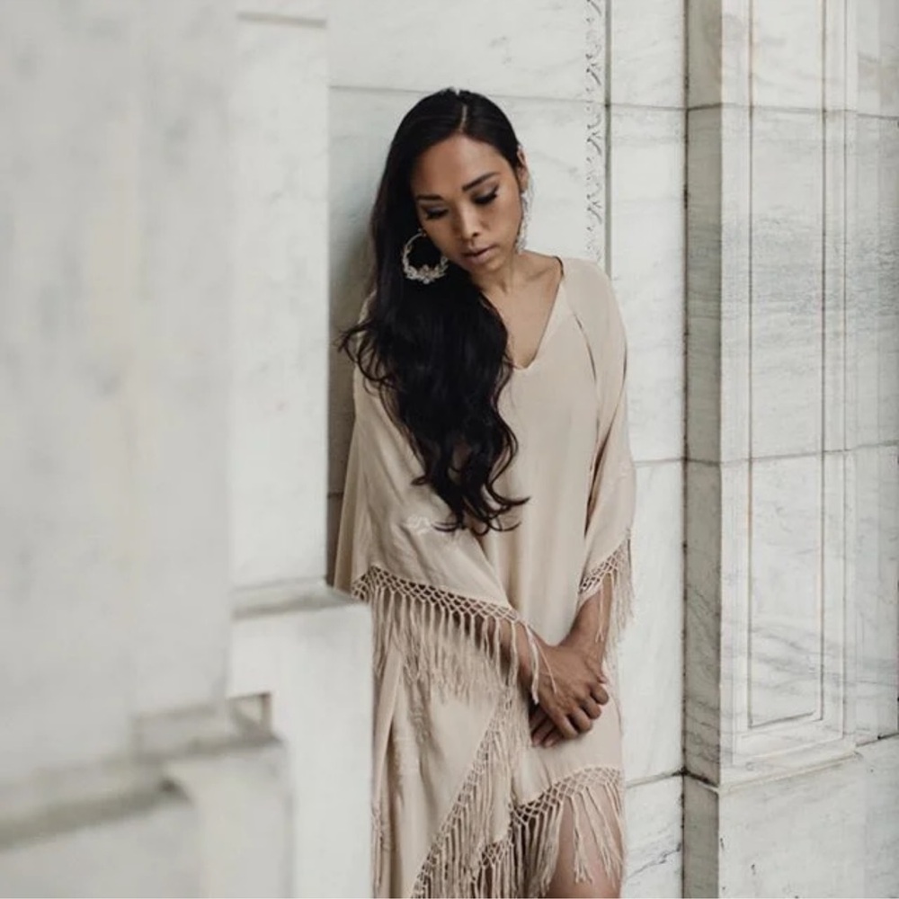 Zara Terez Beige Fringe Tunic M